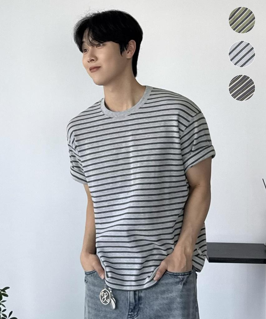 FILLUMINATE Semi-Crop Tone-On-Tone Striped T-Shirt - 3 Colors