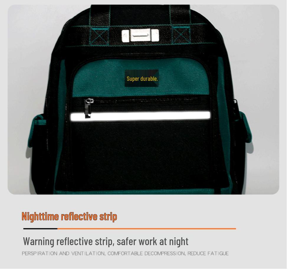Multifunctional Double Shoulder Tool Backpack, Wear-Resistant Canvas, Large Capacity, Portable Electrician's Repair Bag