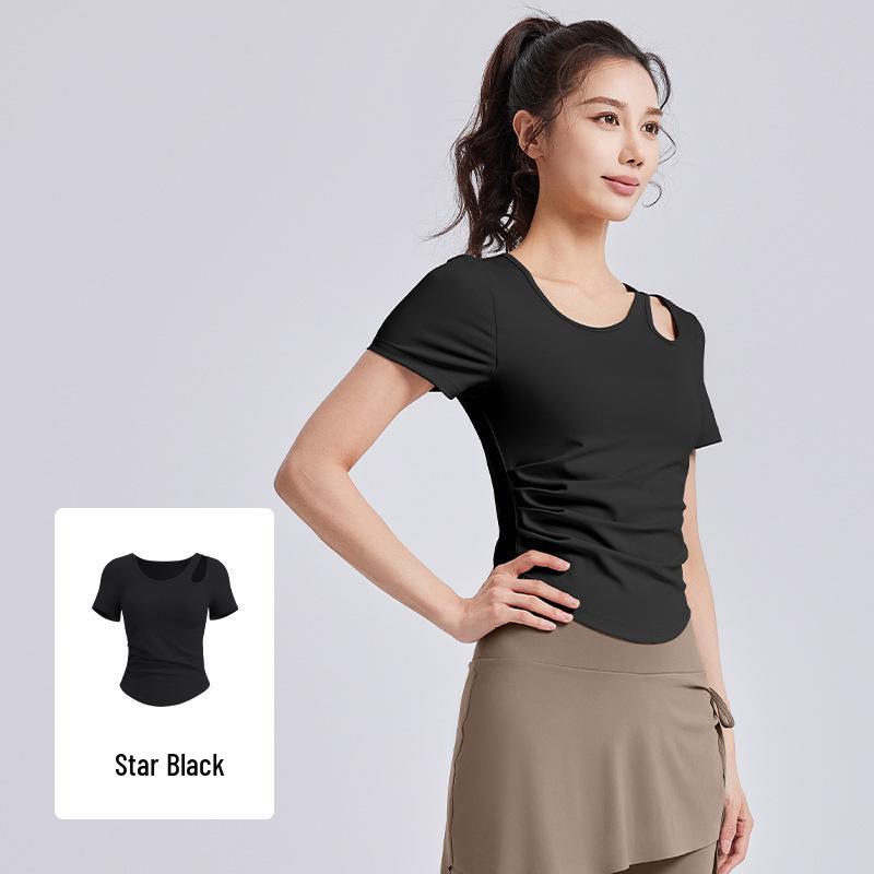 

2026 Spring/Summer Women s Slimming One-Piece Yoga Wear with Built-in Bra & Chest Pads - Short Sleeve Fitness & Running Apparel S
