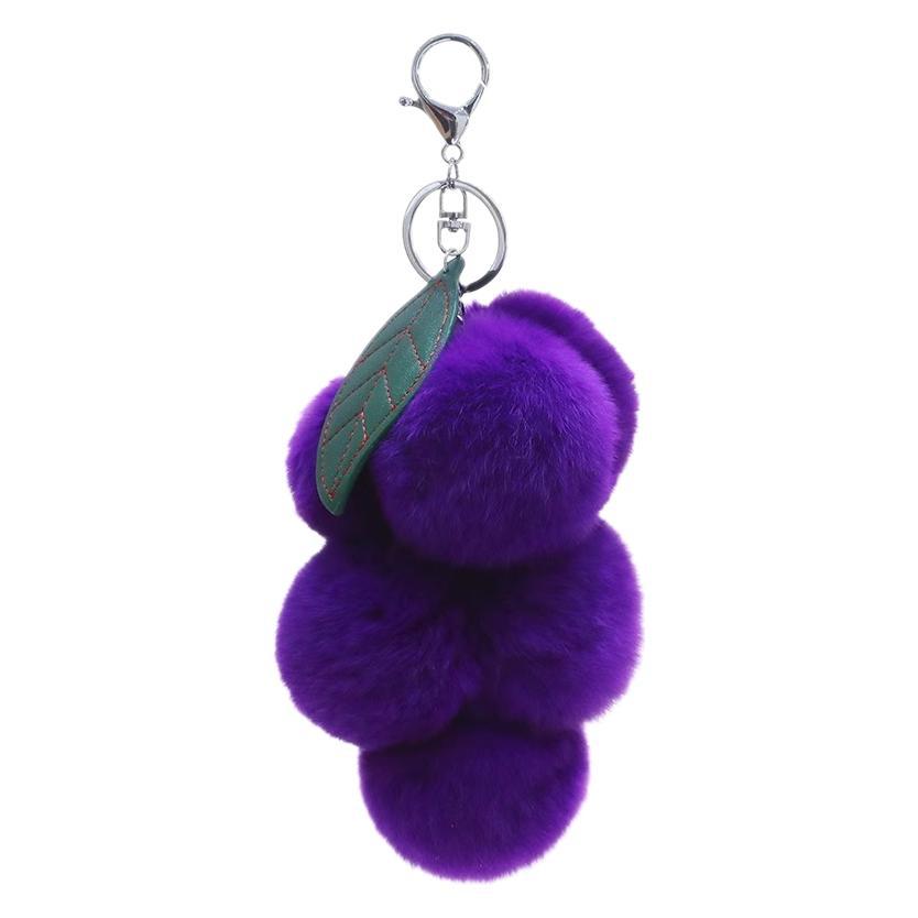 Imitation Rex Rabbit Fur Cute Ball Fur Pendant Fruit Grape Bag Pendant Plush Car Keychain