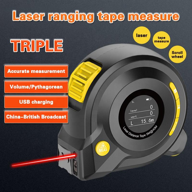 3 in 1 Multifunctional Laser Distance Digital Measuring Tape 40M Laser Distance 5m Tape Measure With LCD Display