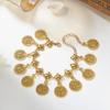 Vintage Bohemian Metal Coin Tassel Anklet for Women Gold Color Coin Foot Leg Chain Bracelet Girls Beach Barefoot Sandals Jewelry