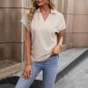 Summer Women's T-Shirt Lapel Comfortable Casual Short Sleeve Solid Color Women's Tops