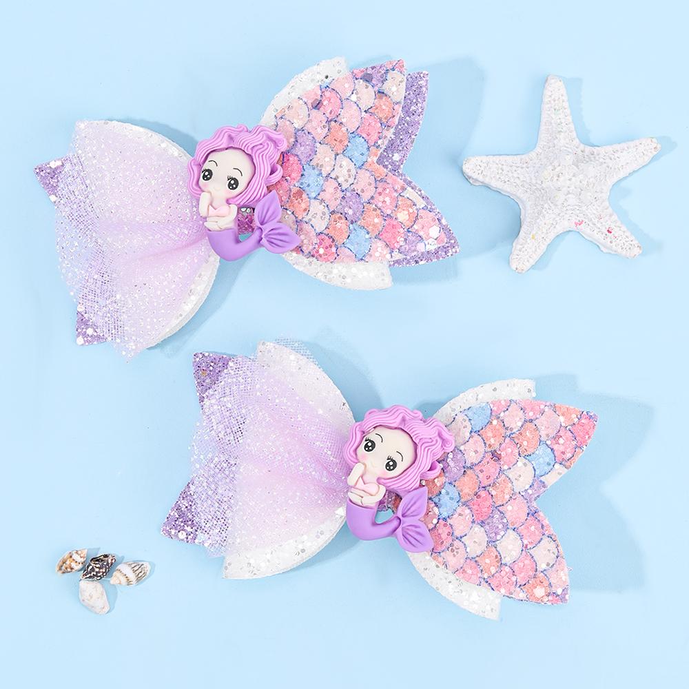 

2 шт. Радужный единорог мультяшная заколка для волос Каваии Милая пастельная блестящая заколка-бант для девочек и детей Головной убор Детские аксессуары