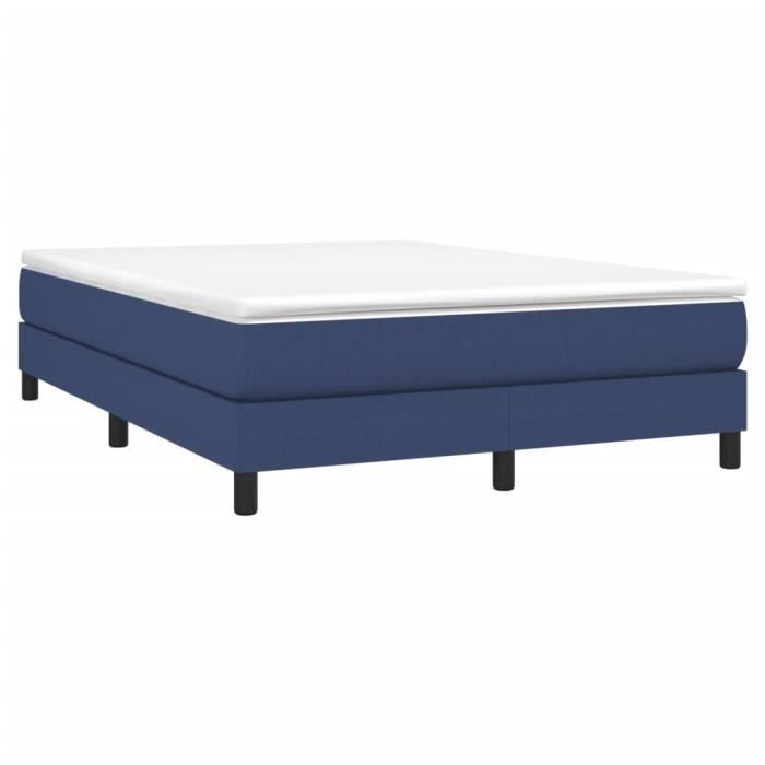 3144083 vidaXL Lit à sommier tapissier avec matelas Bleu 140x200 cm Tissu