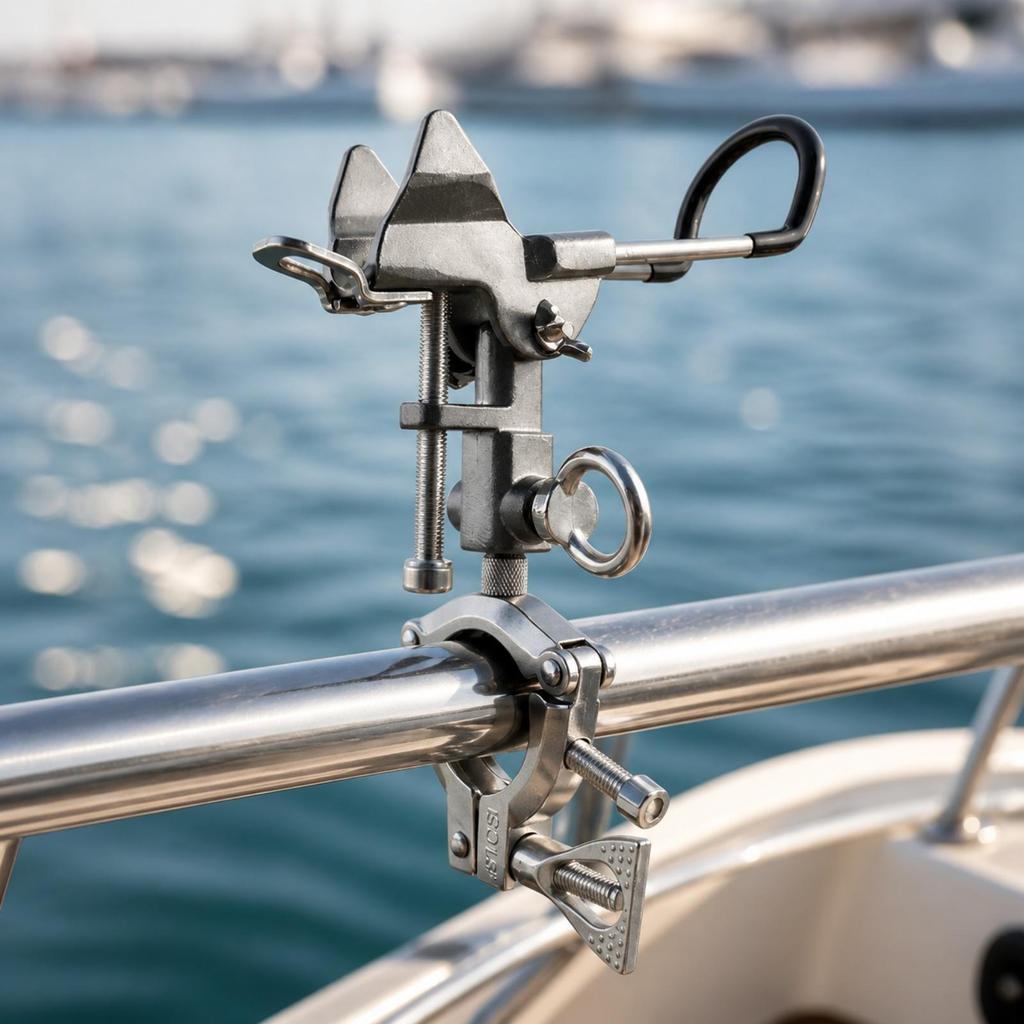 Fishing Rod Support Bracket Multi-position Clamp for Boat Hull Rails