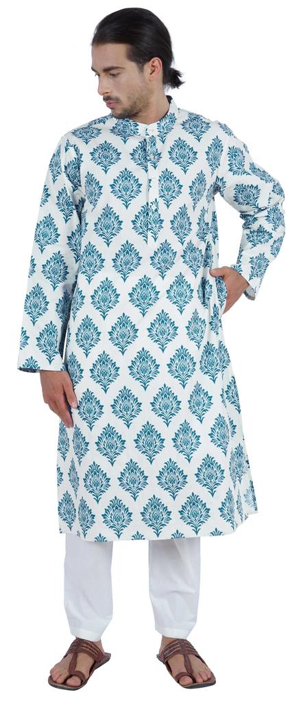 Atasi Designer Kurta For Men  s Printed Chinese Collar Summer Ethnic Party