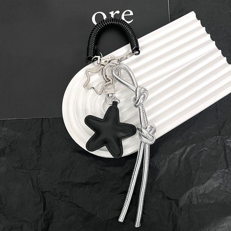 PU Leather Star and Ball Pendant Love Heart Ring Keychain Women Bag Decoration Backpace Accessories for Daily Use or Party Gifts