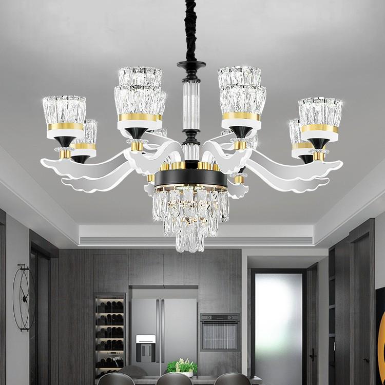 Chinese Style Luminous Crystal Chandelier: Modern Luxury Lighting for Living Rooms and Halls