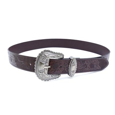 Western Denim Belt Alloy Large Plate Buckle Vintage Engraved Men'S Punk Hip Hop Leather Belt