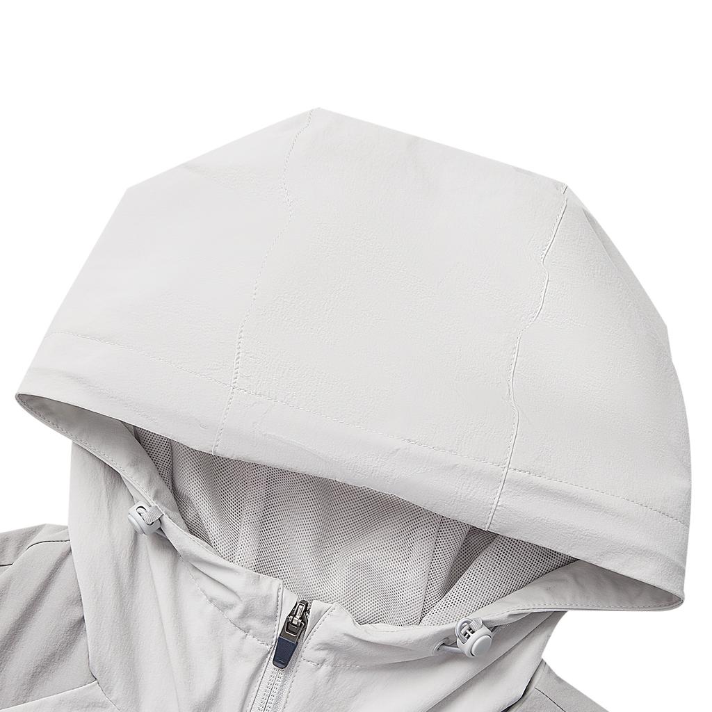 Li-Ning Fitness Series Hooded Zip Logo Raglan Long Sleeve Windbreaker Men Outerwear Static-Grey Geological-Grey AFDV067-3