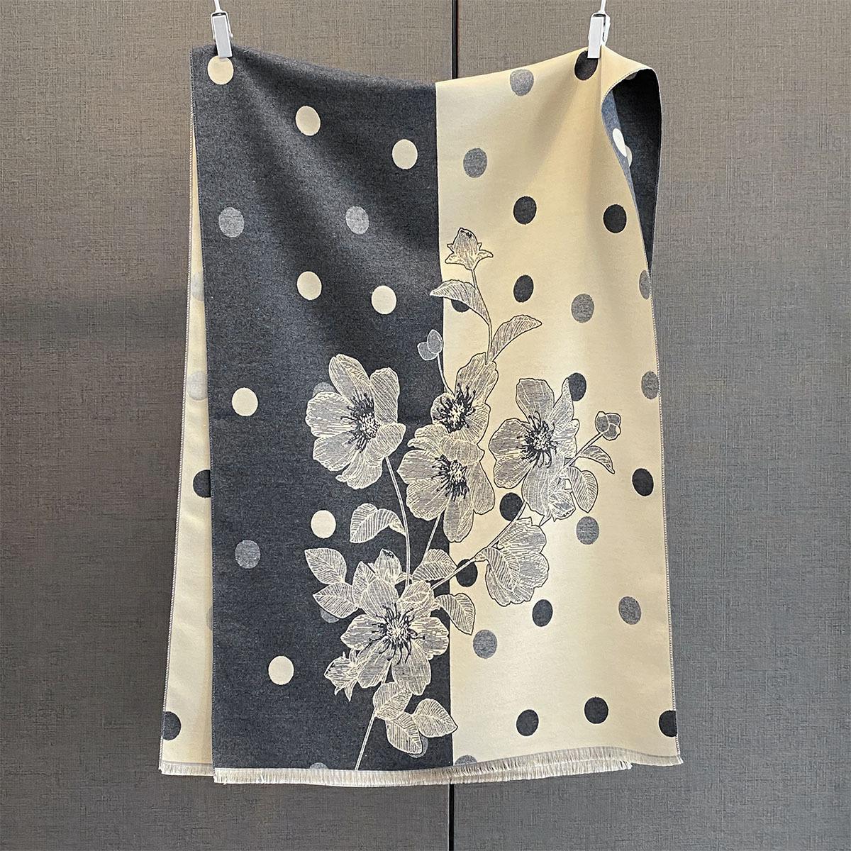 

Women Autumn Winter Brand Thick Warm Scarves Cashmere Dot Floral Scarf Luxury Designer Shawl Wrap Poncho Echarpe Stoles Pashmina 190x65cm