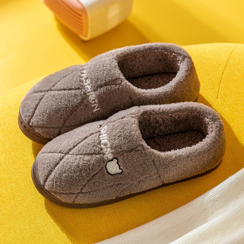 Cotton Slippers Down Couple Autumn and Winter Bag Heel Cotton Slippers Indoor Cotton Shoes Home Use Thickened Warm