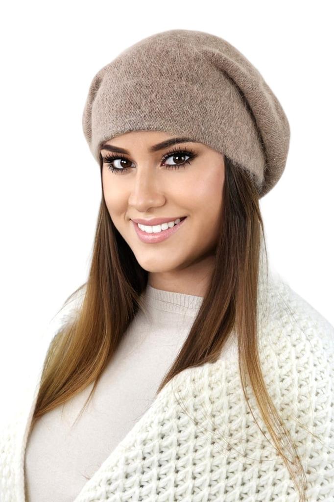 Cleo Fashionable Angora Beret Beige