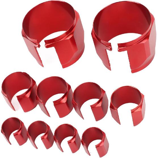 Stainless Steel Dress Up Hose Cover Kit Universal Radiator Hose Sleeving Set Extreme Heat for Vehicle (Red)