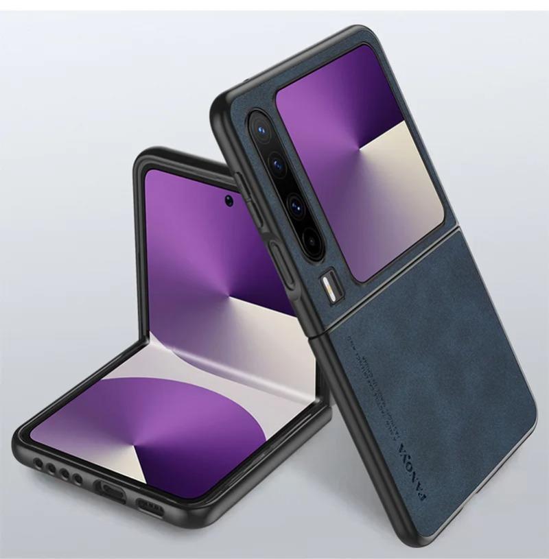 Pro Huawei Pura X Luxusní pouzdro z ovčí kůže na skládací telefon pro Huawei Pura X VDE-AL00 Ochranný nárazuvzdorný silikonový okrajový nárazník