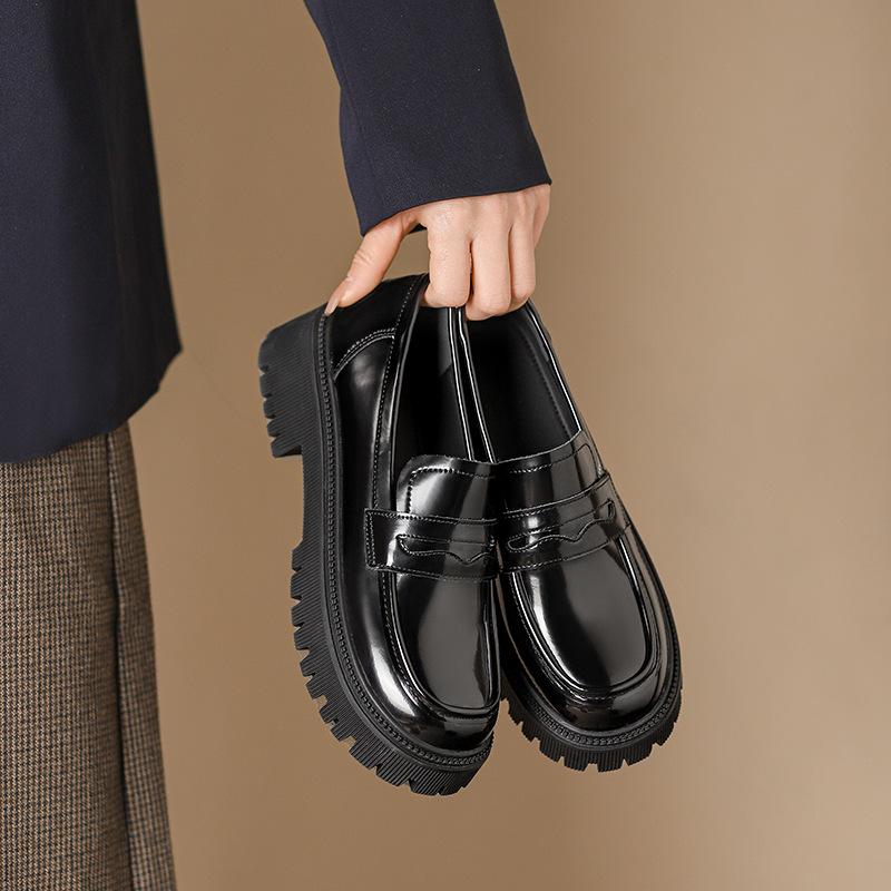 ! All cowhide loafers women's platform small leather shoes genuine leather British style 2025 spring new women's shoes Mickey joint name