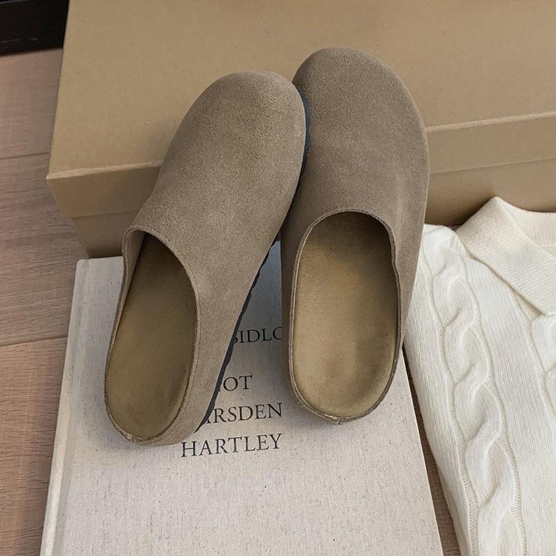 

Гонконгский леопардовый принт женский 2025 осень новый повседневный верхняя одежда толстая подошва ленивая сумка голова полушлепки 40