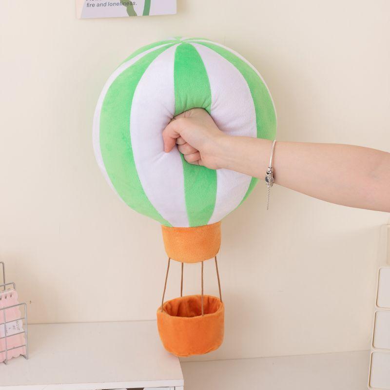 Cute Hot Air Balloon Plush Pillow Soft Stuffed Air Balloon Cushion Colorful Striped Fluffy Toy For Kids Room Nursery Decoration
