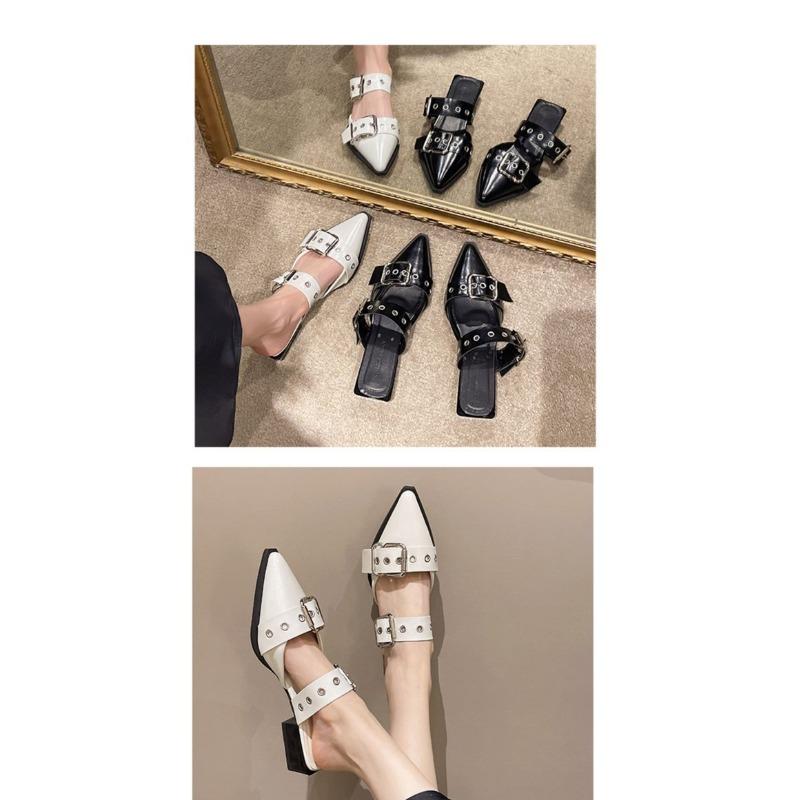 Women Flat with Shoes 2025 Designer Luxury Buckle Fashion Ladies Flats Shoes Slingback Pointed Toe Casual Female Sandals Mules