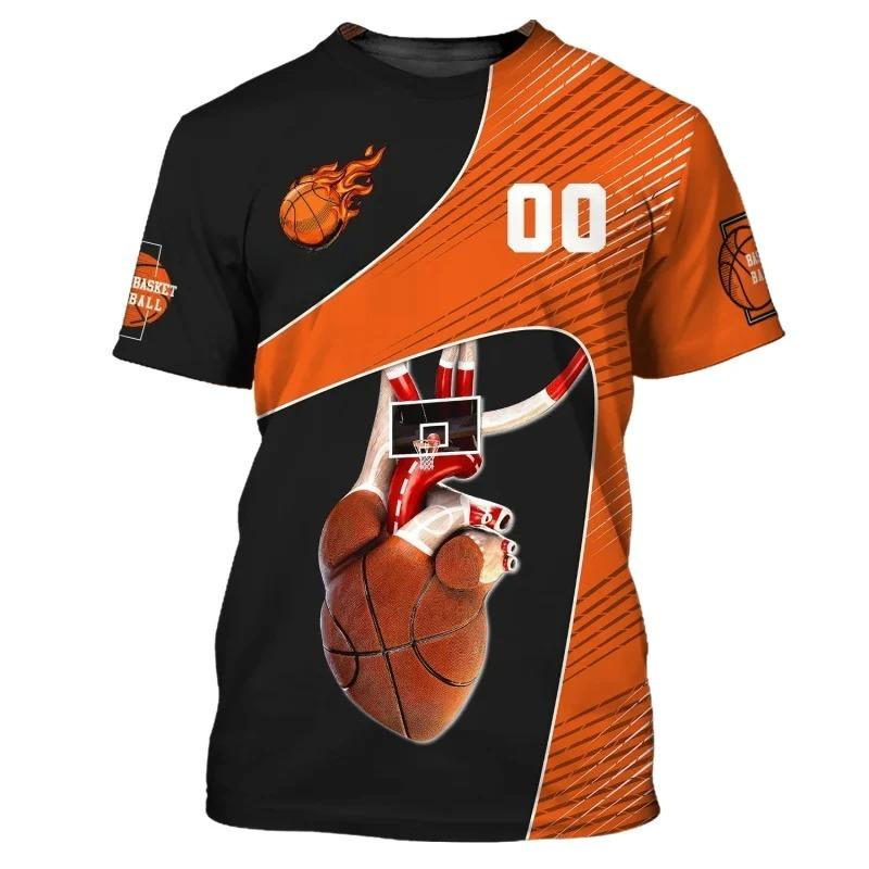 Basketball 3D Printed Loose Sports Leisure Large Size Short Sleeved T-shirt Men Fashionable Comfortable Soft Breathable T-shirt