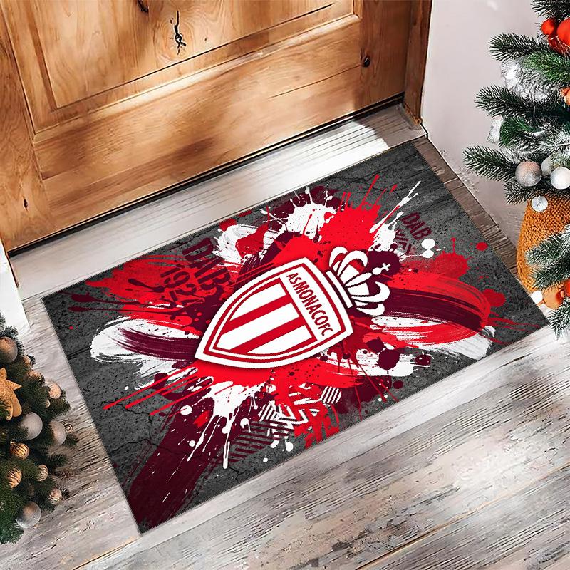 Футбольный ковер Monaco FC с футбольным узором, мягкий ковер для пола, нескользящий ковер для помещений, спортивный декоративный коврик для спальни