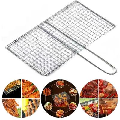 Silber Steak Fleisch Fisch Netz Größe BBQ Netz Werkzeuge Gemüse Grillkorb Grill Drehspieß Grill Barbecue Grill Küche