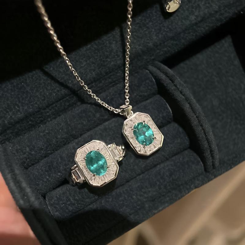 Zhuozhifan 925 Silver 1.5 Carat Paraiba Pigeon Egg Ring - Luxury Hot Seller