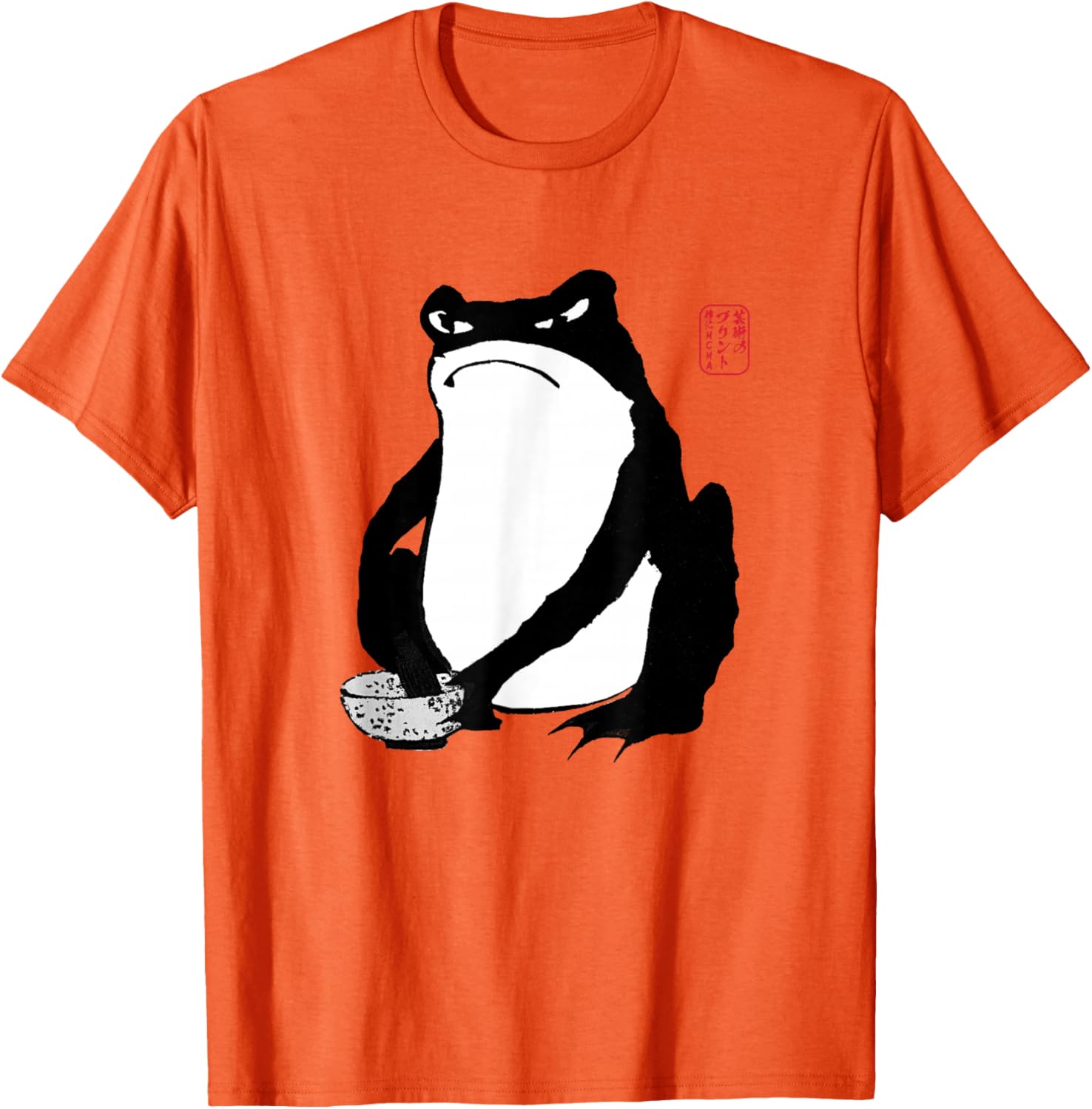 

Grumpy Frog Drinking Matcha Japanese Art Style Graphic Tee Casual Cotton TShirt 4XL