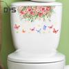 Colorful Flower Butterfly Toilet Sticker Removable Self-adhesive Waterproof PVC Living Room Bathroom Wall Art Floral Toilet Lid Decoration Decal