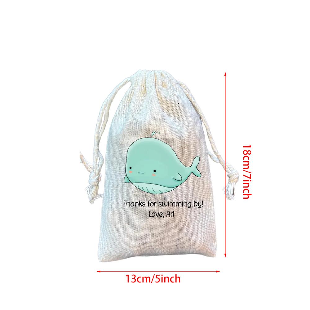 Custom 5Pcs Under The Sea Party Favor Bags Sea Animal Drawstring Goodie Bags Birthday Decor Supplies New Born Baby Shower Gift