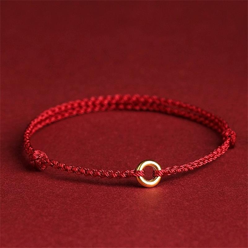 Elegant Lotus Good Luck Peace Woven Bracelet for Women Delicate Lovely Red Braided Rope Bracelet Party Jewelry Accessories