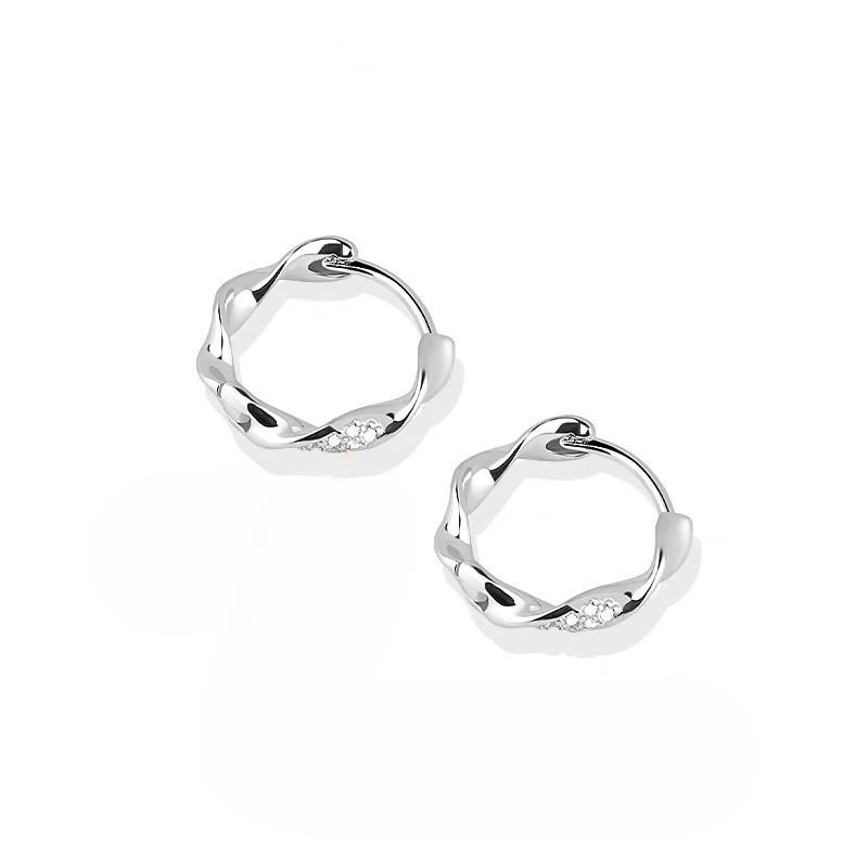 Plain Ring Earrings Women's S999 Foot Silver Fashion Temperament Earrings Ear Jewelry
