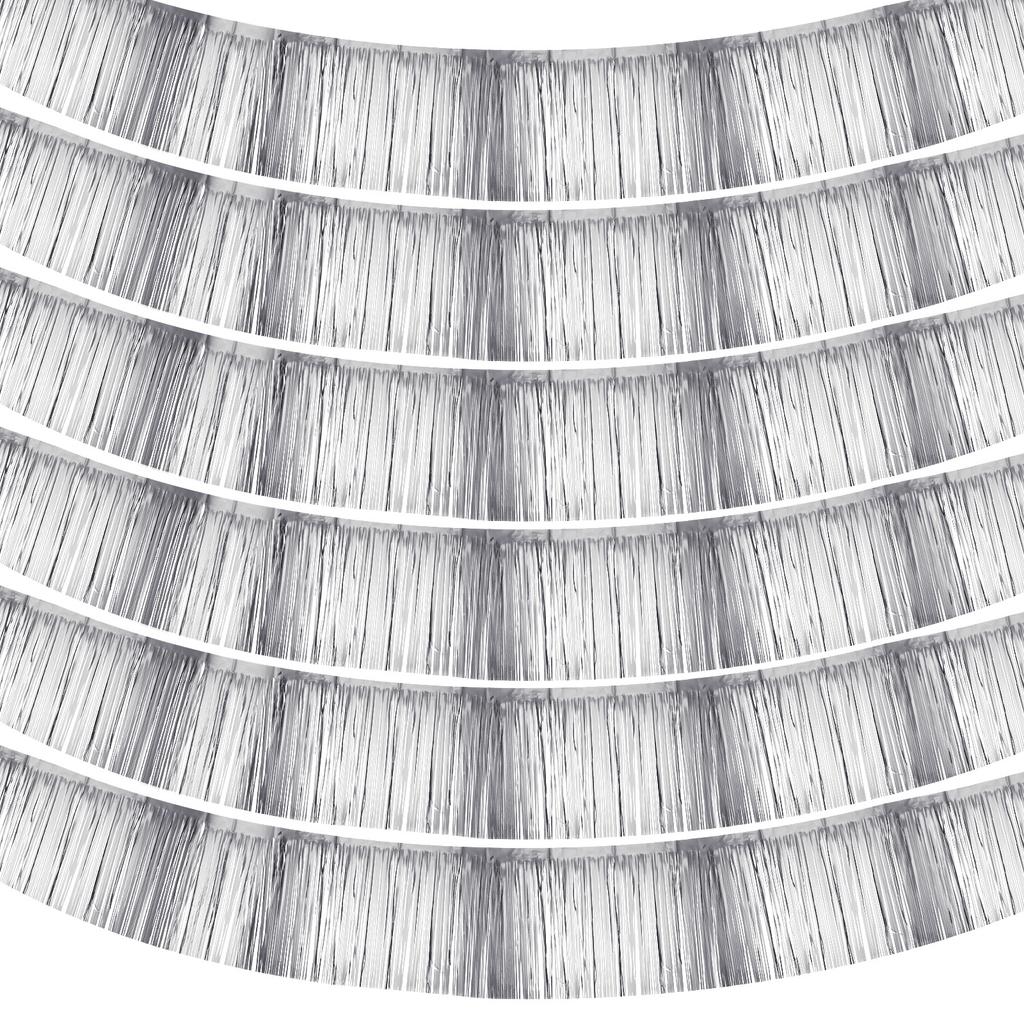 3/4/6pcs Foil Fringe Garland 10 Feet Metallic Tinsel Streamers Fringe Banner Wall Hanging Curtain Backdrop for Decoration