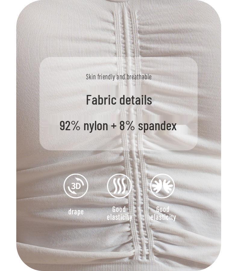 Spring/Summer Women's Ruched Racerback Yoga Vest with Chest Pad - Sexy Sleeveless Top