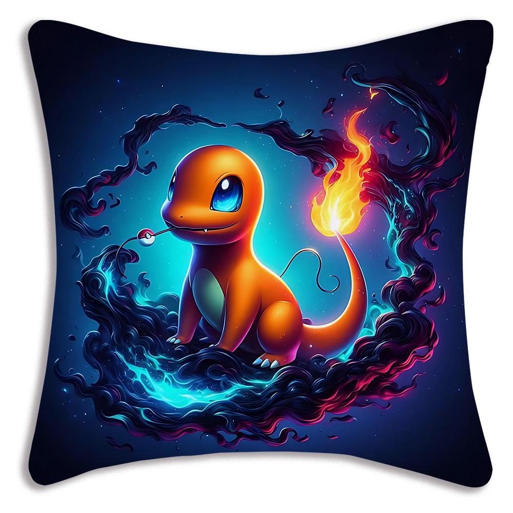 Pillow Covers Cartoon Charizards Sofa Decorative Home Double-Sided Printing Short Plush Cute Cushion Cover