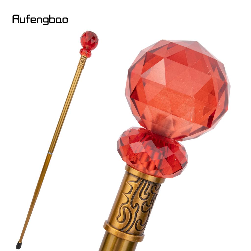Red Glass Ball Walking Cane Fashion Decorative Luxury Stick Decorative Cane Elegant Fashion Cosplay Alloy Crosier Stick 92cm