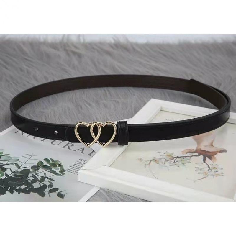 

Heart Korean Modern Buckle Waist Belt For Women Fashion Ideal For School And Daily Wear Black 1.8CM