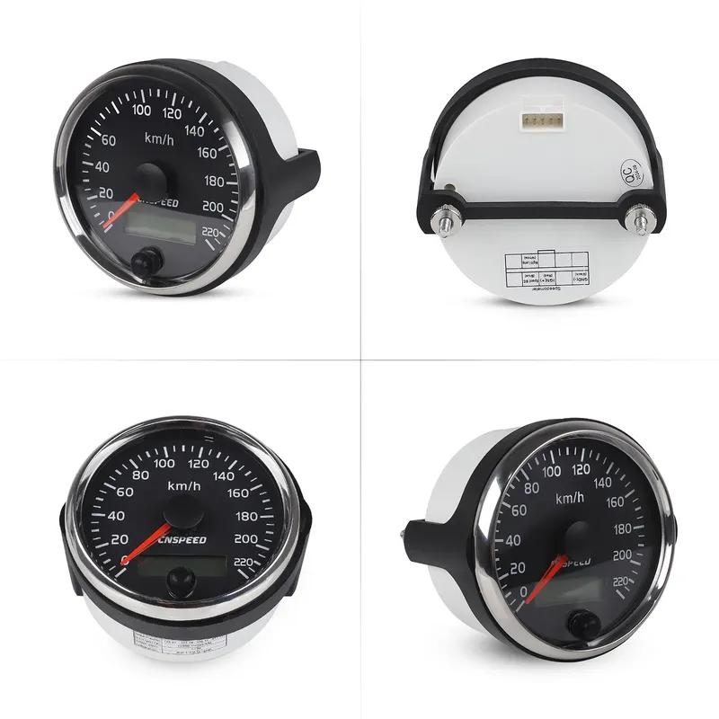 For Motor Car Truck Boat 220km/H Metal GPS Speedometer Winder Counters 12V 24V 85mm Speed Gauge Meter With LED And GPS Antenna