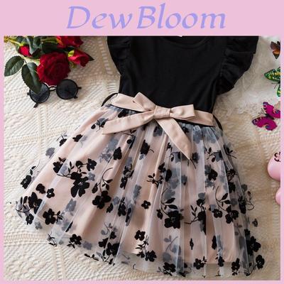 Princess Girl Summer Dress With Flower Pattern And Tulle For Toddler Party Wear