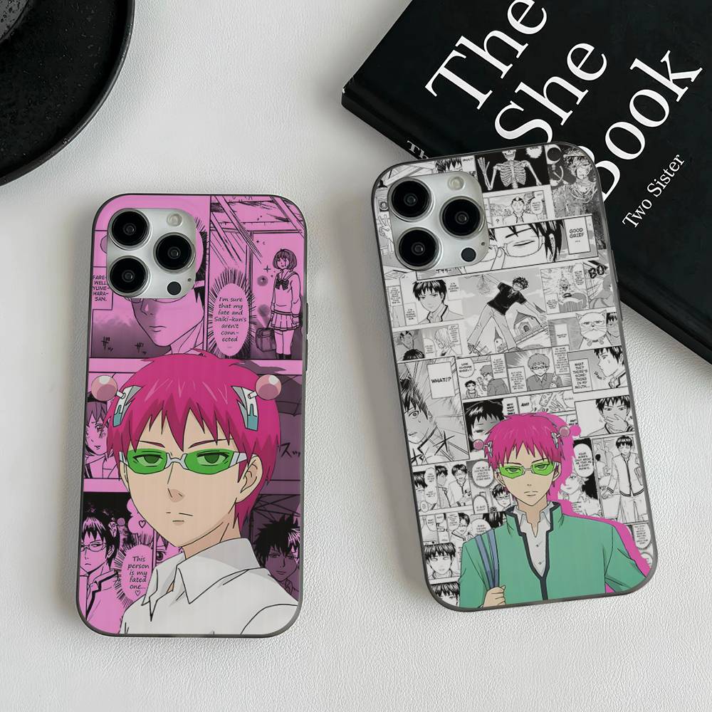 Cute Kitty Boy Saiki Kusuo Corrugated Stripe Phone Case For IPhone 17 16 15 14 13 12 11 Pro Max Plus Pro Shockproof Cover