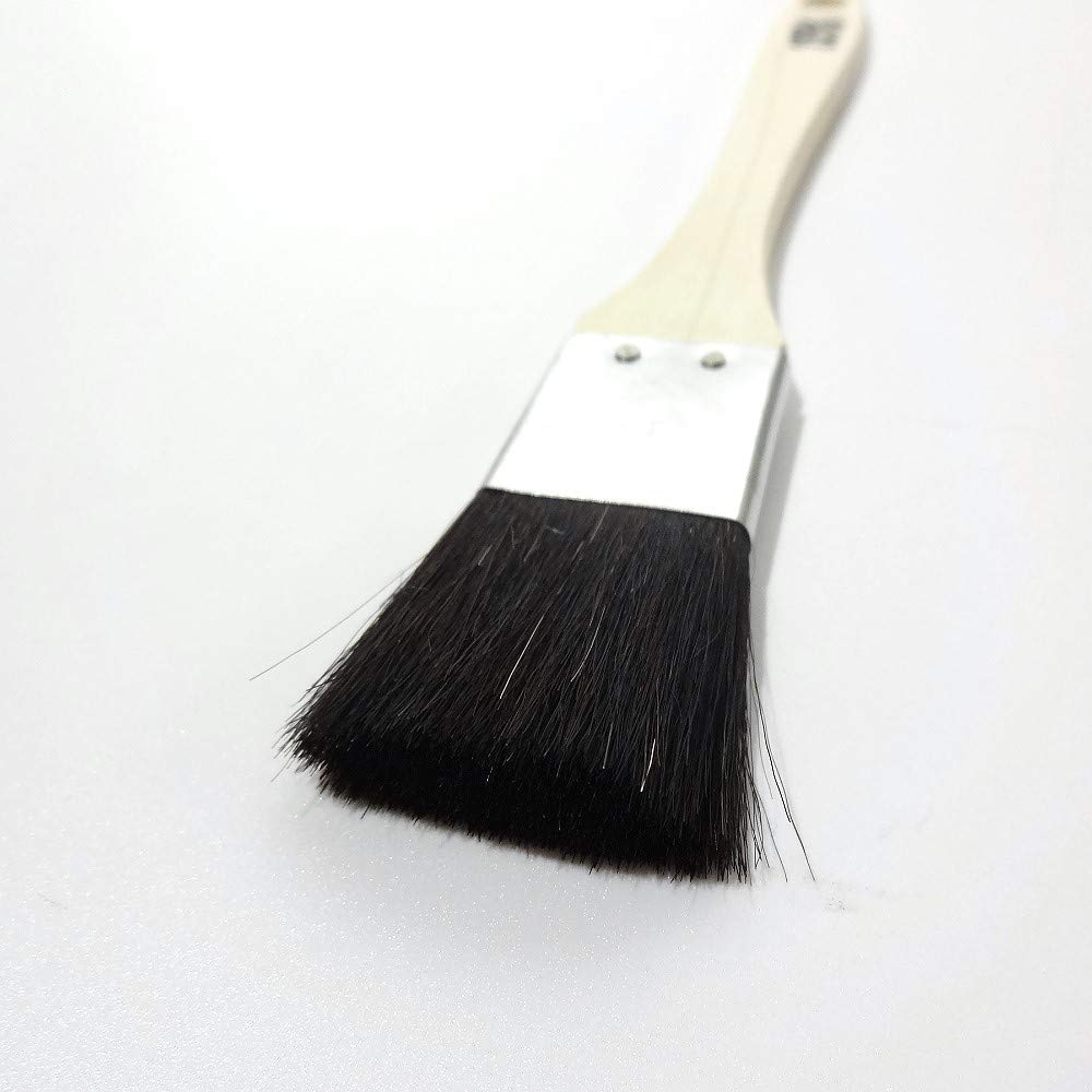 Hakeichi Rack Black Goat Hair Thin Set of 10 Gold-Wrapped Brush, (Dye), Flat, 25mm,