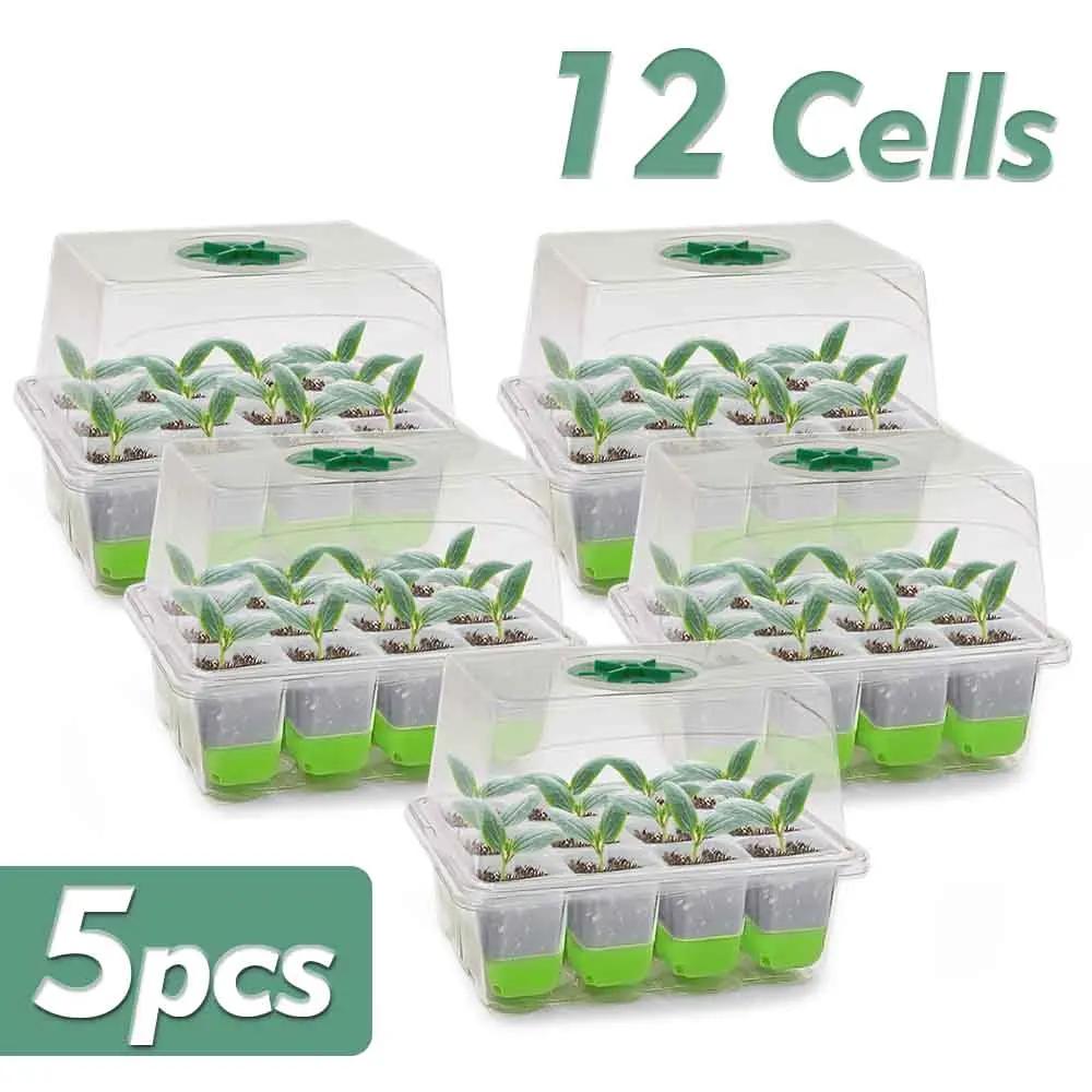 12-vaks Zaailing Starter Bak met Transparante Deksel Verstelbare Vochtigheid Kiemdoos Binnentuin Kas Kweek Potgrond