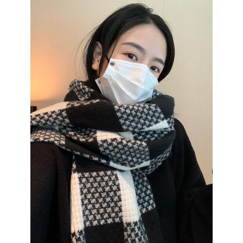 Brown scarf coat retro plaid scarf women's new scarf men's winter