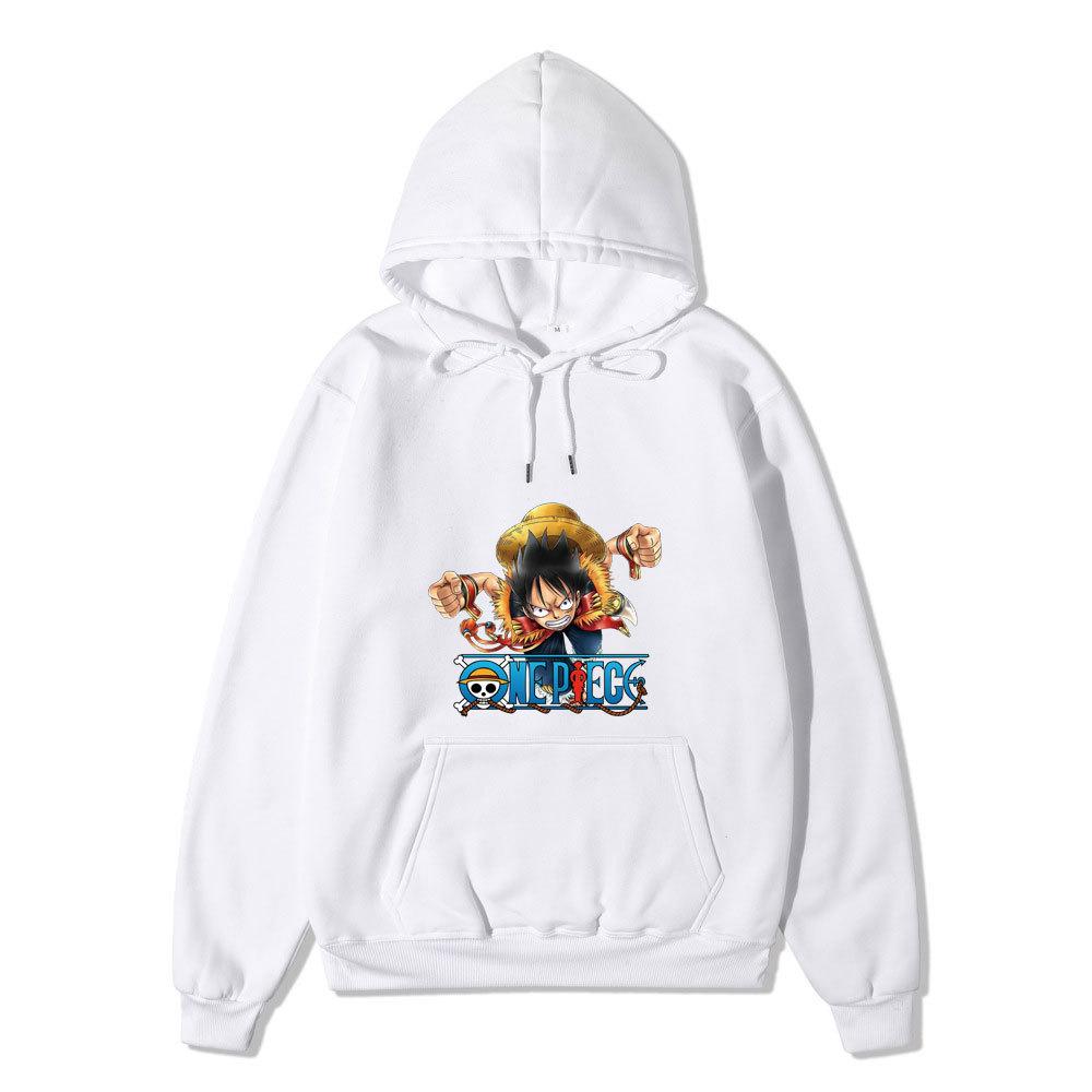 One Piece Monkey D. Luffy Hoodie, Anime Character Printed Pullover Hooded Sweatshirt Casual Long Sleeve Hoodie