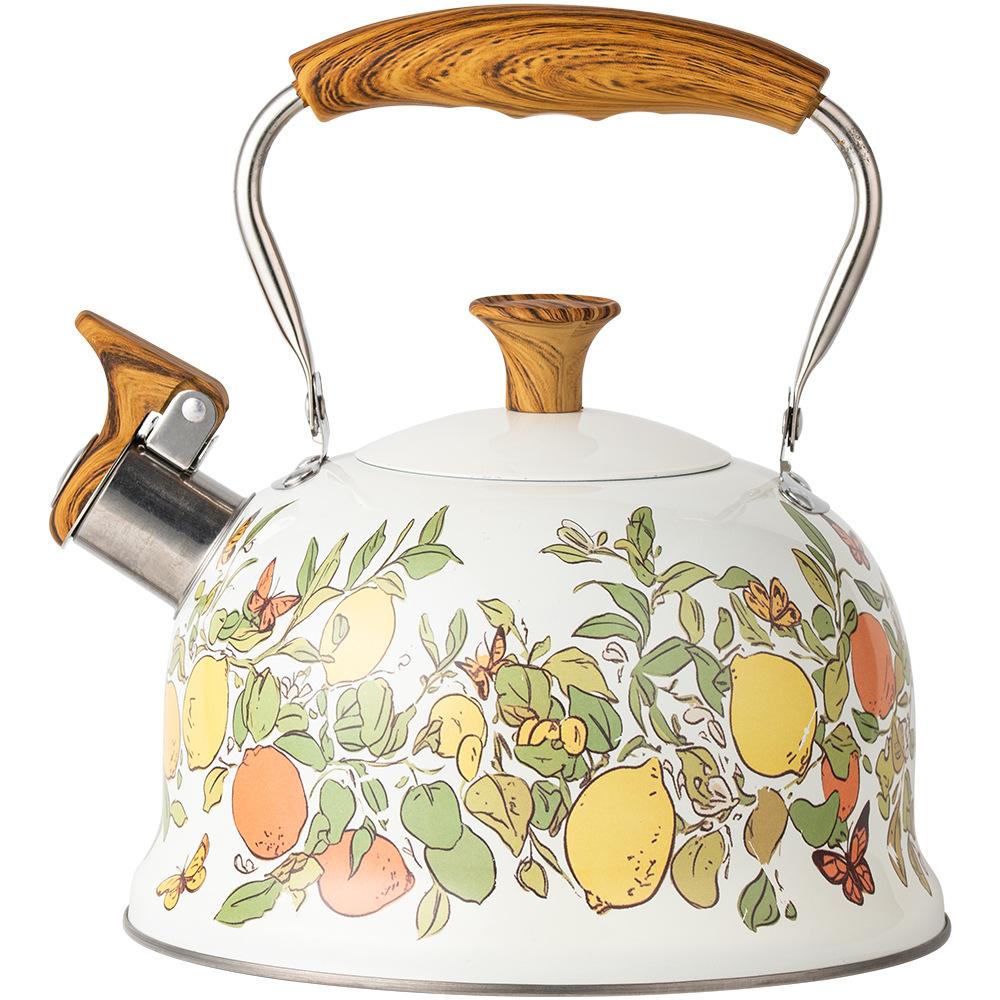 

HDSH197A3LW Mingdi Natural Gas Kettle with Lemon Floral Design. European-style 3L (0.35mm SUS304 stainless steel, BPA-free). induction cooker