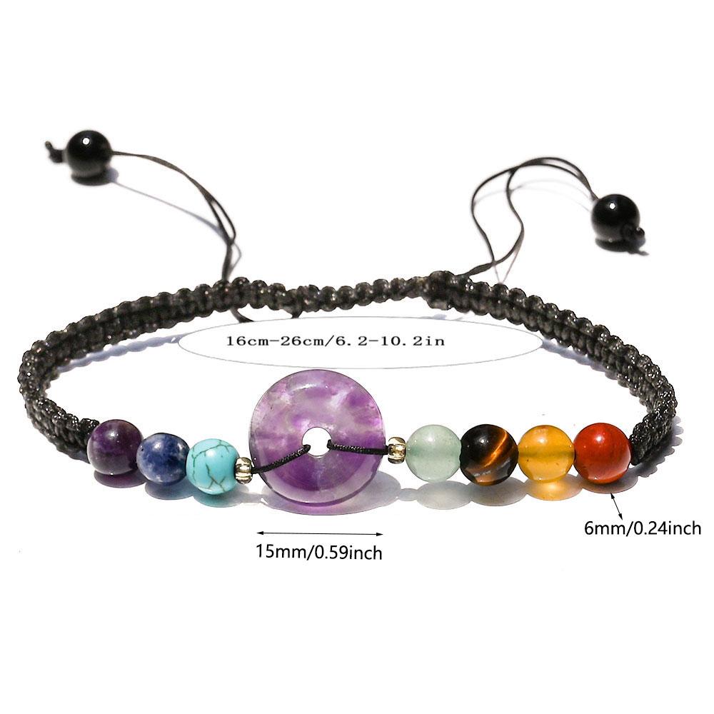 1pc Colorful Weaving Bracelet Natural Stone Bracelet Crystal Peace Buckle Adjustable Donut Yoga Stone Handstring Jewelry Gift