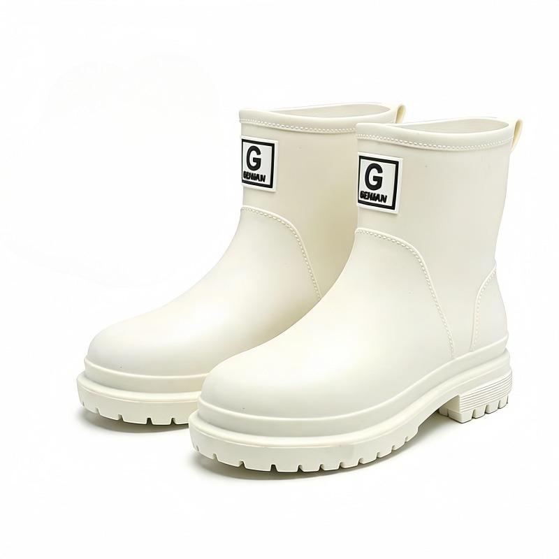 Thickened Rain Boots Women's All-match Fashion Short-tube Rain Boots Adult Kitchen Waterproof Non-slip Rubber Shoes Women