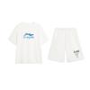 Li Ning Logo Letter Print Fashion Skin-Friendly Comfortable Versatile Round Neck Pullover Short Sleeve T-Shirt Casual Sports Set AHSVD57-2+AKST593-7