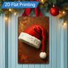 D FLAT Pc Metal Sign Rustic Christmas Santa Hat Metal Wall Art Decor